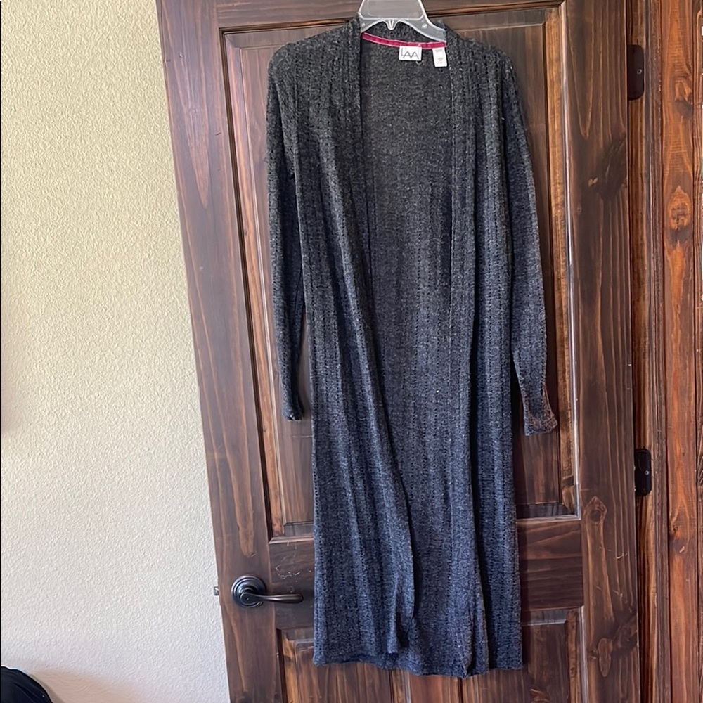 Lava Long Gray Open Cardigan Size Small